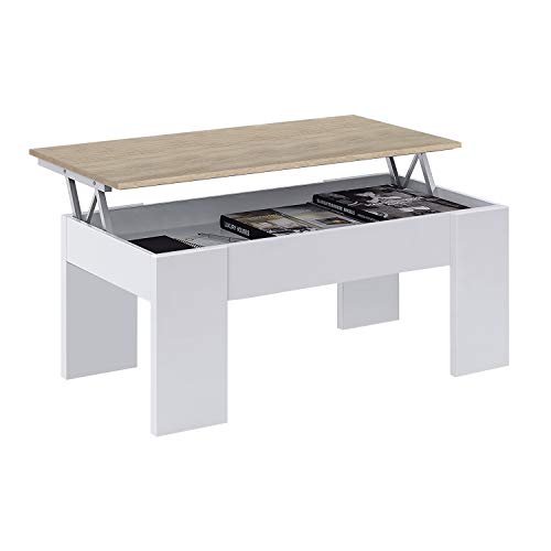 Habitdesign 001640A - Mesa de centro elevável, sala de jantar, medidas 43 x 1,02 x 50 cm