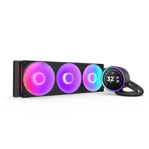 NZXT Kraken Elite 360 RGB AIO CPU Liquid Cooler, 360 mm Radiador, F360 RGB Core Fan, personalizável 2,72 IPS LCD - Intel LGA 1700, 1200/115X, 1851, AMD AM5, AM4, preto