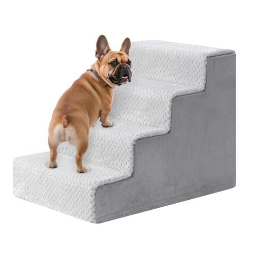 KSIIA Escada para cães pequenos de 44 cm de altura, escada para animais de estimação com capa lavável removível, escada para gatos velhos e cães, rampa antiderrapante para cães para cama, sofá,