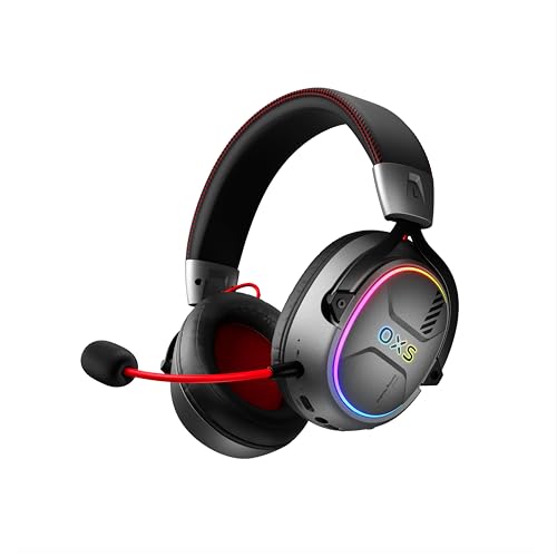 OXS Storm G2 Auriculares sem fios para jogar, som surround virtual 7,1, baixa latência de 2,4 GHz, driver de 50 mm, 40 horas de autonomia, luz RGB, Bluetooth 5.3, para PC, consola e telefone