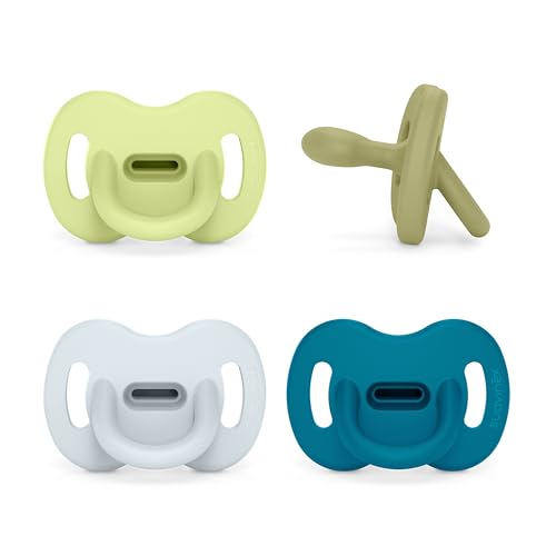 Suavinex, Conjunto de 4 chupetas de silicone para bebés de 6 a 18 meses, com cetina fisiológica SX Pro, super branco e flexível, ideal para dormir, respeita o desenvolvimento bucodental, azul, verde