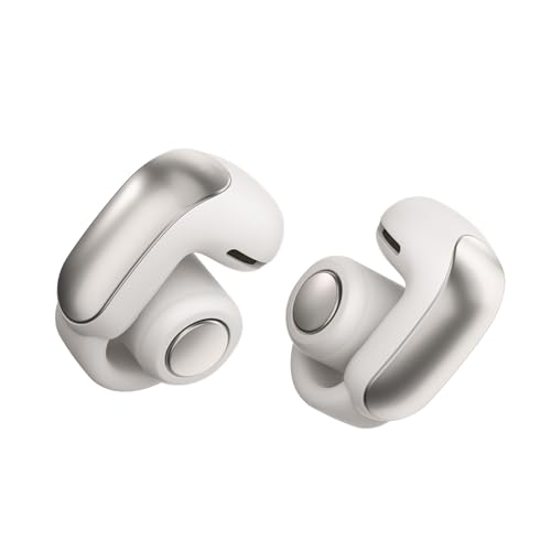 Bose Ultra Open Earbuds, auriculares sem fios com botão de alta qualidade e fidelidade, auriculares Bluetooth intraurais para corrida, design de moda aberta, até 48 h de autonomia, branco fumado