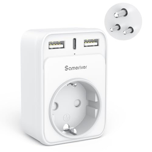 Adaptadores de viagem adaptadores de viagem indianos tomadas alemães adaptadores de viagem com 2 adaptadores de tomada USB 1usb c (3a) tipo D
