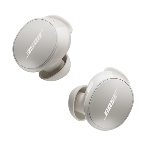 Bose QuietComfort Earbuds True Wireless, auriculares com Bluetooth com cancelamento de ruído ativo e microfone, tecnologia Deep Bass e classificação IPX4, até 8,5 horas de autonomia, branco fumado