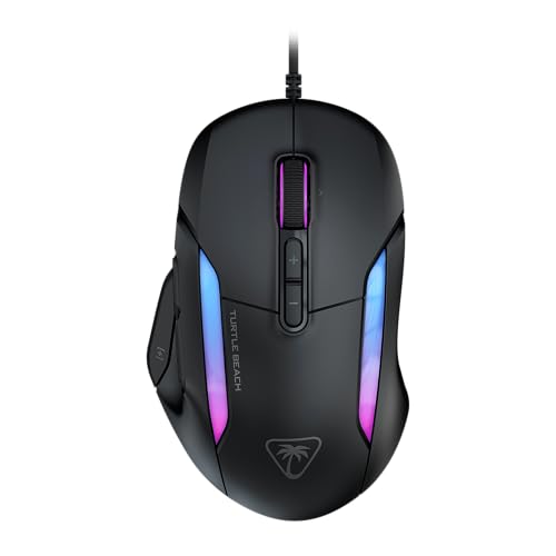 Turtle Beach Kone II: ratón con Cable ergonómico RGB para Juegos, Sensor óptico de 26 000 PPP, interruptores ópticos de 100 Millones de clics, Negro Ceniza