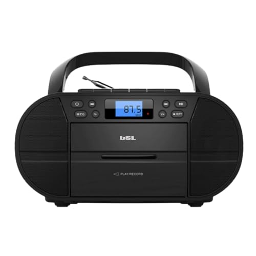 BSL Boombox Rádio CD portátil com cassete e Bluetooth JL2021A | com 6 W de potência RMS, rádio FM e porta USB compatível com arquivos mp3, Display LCD, entrada AUX IN e saída auriculares