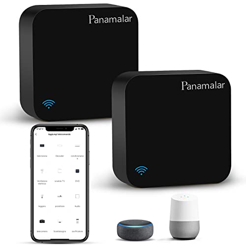 Controlo remoto IR Smart, Smart Home Automation, Panamalar sem fios WiFi controlo IR universal Hub compatível com ALEXA (2 embalagens)