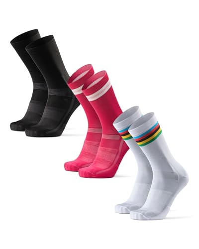 DANISH ENDURANCE Meias de ciclismo altas, acolchoadas e respiráveis, antibolhas, para homens e mulheres, 3 e 5 pacotes