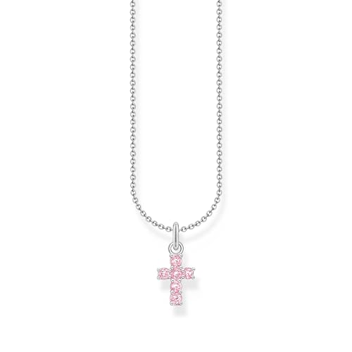 THOMAS SABO Colar com pingente de cruz rosa de prata de lei 925 KE2226-051-9, tamanho único, prata esterlina, zircônia cúbica, Tamanho único, Prata esterlina, Zircónia cúbica