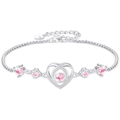 Diorra Pulseira para mulheres de prata esterlina 925 amor para sempre infinito pulseira ajustável presente para mulheres meninas