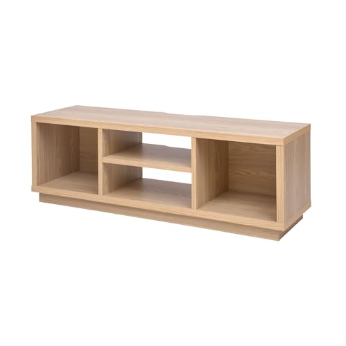 Iris Ohyama, Suporte de TV/móvel de TV com prateleiras abertas/suporte de TV para TV de 55 polegadas, madeira maciça, escritório, sala - TV Cabinet Standard - OTS-125S - castanho claro, A125 cm