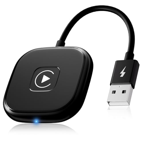 LXJADAP CarPlay Adaptador sem fios, carro play sem fios para Apple carro, compatível com carros a partir de 2016 e iPhone iOS 10+, dongle Car Play preto Plug-and-Play, 5 GHz Wi-Fi