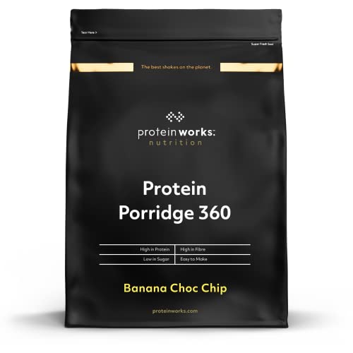 THE PROTEIN WORKS Mingas de aveia de alto valor proteico 360 | Banana com pepitas de chocolate, pequeno-almoço com baixo teor de açúcar, vitaminas adicionadas, Aveia integral de baixo índice