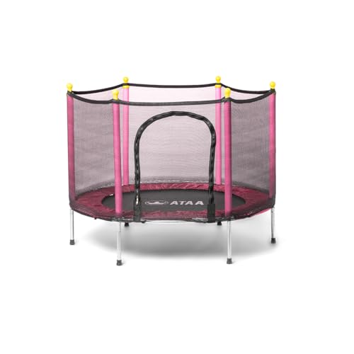 Cama elástica infantil Salty 140, rosa, trampolim para meninos e meninas, diâmetro 140 cm, com rede de segurança, fecho de correr, proteção de espuma, cama elástica para interior ou exterior