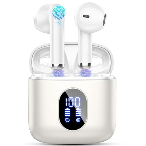 Auriculares sem fios Bluetooth, auriculares Bluetooth 5.4 HiFi estéreo, 32H capacetes sem fios Bluetooth com ENC redução de ruído, ecrã LED, USB-C, controlo tátil, IP7 à prova d'água