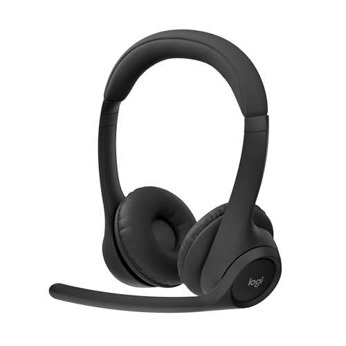 Logitech Zone 300, auriculares com microfone Bluetooth sem fios com cancelamento de ruído, compatíveis com Windows, Mac, Chrome, Linux, iOS, iPadOS, Android - preto