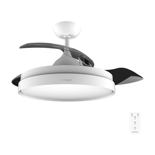 Cecotec Ventoinha de teto com luz Energysilence Aero 4300 invisível White. 35 W, 6 velocidades, pás retráteis, controlo remoto, temporizador, luz LED integrada, intensidade luminosa regulável