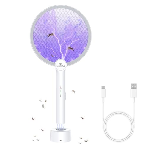 GooQand 4000 v Mata mosquitos elétricos, mata-moscas elétrico Avec base de recarga Pour L'IntéRieur et L'ExtéRieur, USB duplo carro de proteção repelente mosquitos (1 unidade)