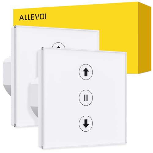 ALLEVOI Interruptor inteligente persiana 80 * 80 mm, interruptor wi-fi persianas controlo de APP e voz, compatível com Alexa e Google Home, precisa de cabo neutro