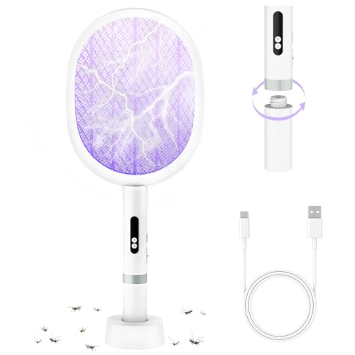 PALONE Raquete mosquitos elétrica Chargement Type-C 1800 mAH, mata mosquitos elétrico Convient pour Intérieur et Extérieur (branco 1 unidade)