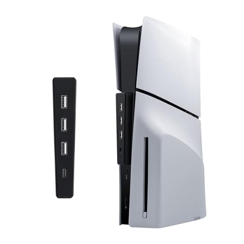 Mcbazel PS5 Slim/Pro USB Hub 2.0 com 4 portas, hub de expansão multiporta de alta velocidade transferência de dados carregamento rápido hub USB C para consola PS5 Slim/Pro