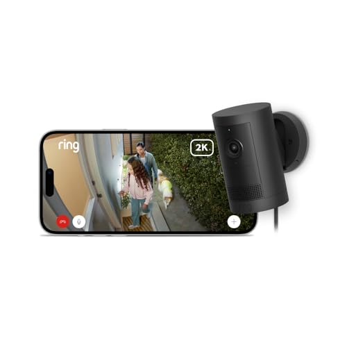Novedad Ring | Cámara exterior Plus con enchufe (Ring Outdoor Camera Plus): cámara inalámbrica exterior, 2K con Ring Vision, instalación propia, alternativa a CCTV (30 días gratis de Ring Home)