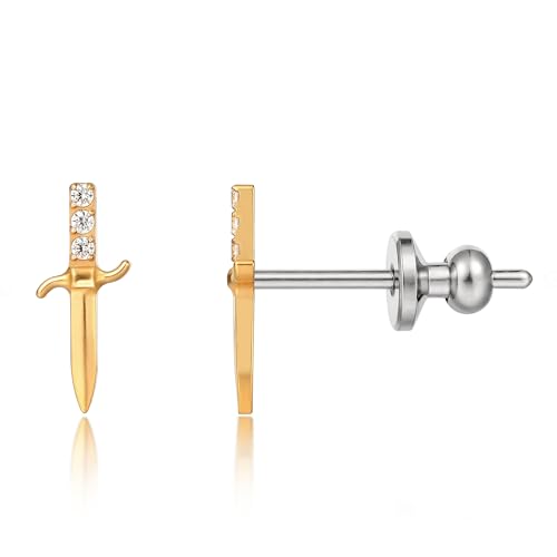 Limerencia F136 Pendientes de Titanio Puro de Circonita Cúbica de Grado de Implante Hipoalergénico, Pendientes Pequeños y Delicados G23 para Orejas Sensibles de Mujer