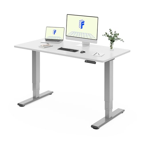 FLEXISPOT EC5 Lite Escritório Elevável Elétrico 140 × 80 cm, com 2 motores e 3 estágios mesa elevável em altura com 4 funções de memória Standing Desk, 25 mm de espessura da mesa, 60 - 125 cm