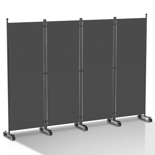 Vigevee Biombo separador de ambientes, dobrável, independente, biombo com rodas, para roupa, privacidade, separador de quartos, 4 peças, 228 x 181 cm, biombo para escritórios, varandas,
