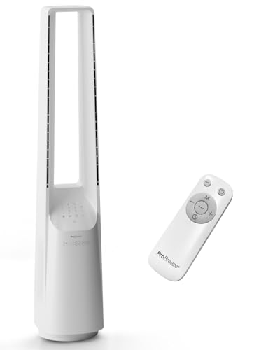 Pro Breeze Ventoinha de torre silenciosa sem pás de 101 cm, com 6 velocidades e controlo remoto, oscilação de 60º, 5 modos, temporizador, ventilador grande e portátil para casa e escritório