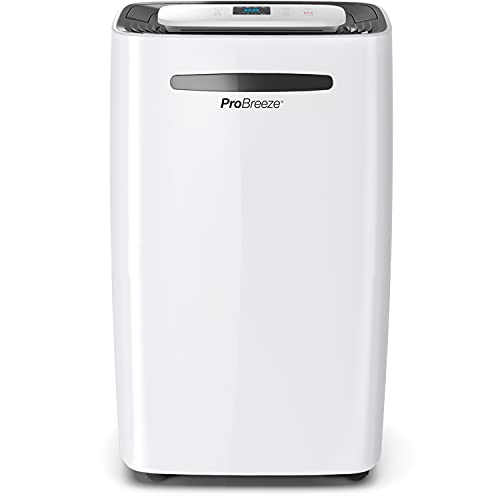 Pro Breeze Desumidificador 20 l, ecrã digital, drenagem contínua, portátil, com 4 modos de utilização, temporizador e secador de roupa