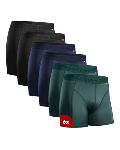 DANISH ENDURANCE Cuecas desportivas homem boxer, justas e respiráveis, conjunto de 6 - roupa desportiva para homem, roupa interior