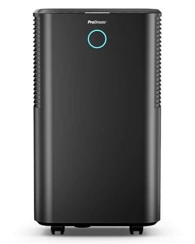 Pro Breeze OmniDry Deshumidificador de 12 litros, baixo consumo, silencioso, 3 modos, sensor de humidade, LED, tanque e tubo de drenagem, temporizador 24 H, secagem de roupas, elimina a humidade, mofo