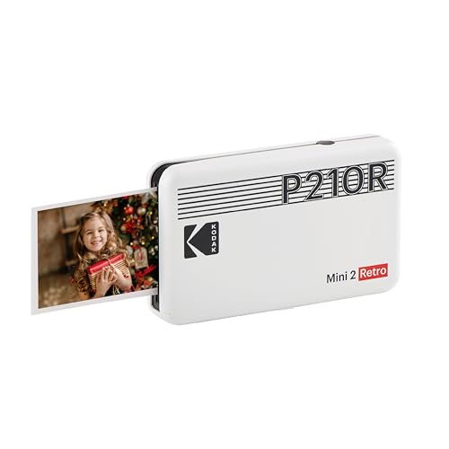 Kodak Mini 2 retro 4Pass, impressora fotográfica 8 folhas, fotos instantâneas tamanho 54 x 86 mm, conexão sem fio Bluetooth - branco