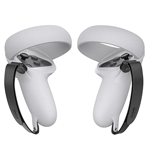 KIWI design [Versão Pro] Controlador Grips Cover acessórios compatível com Quest 2 com alça de mão ajustável (preto cinzento claro, 1 par)