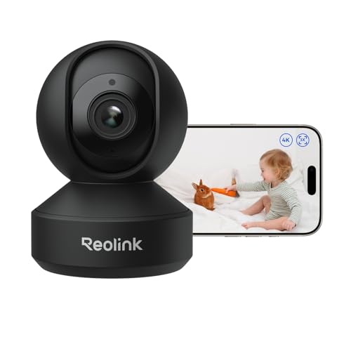 Reolink Câmara de segurança interna, monitor de bebé 4K com rotação e inclinação, zoom ótico 3X, detecção de choro e movimento, seguimento automático, Wi-Fi 6, modo privado, E1 Zoom preto