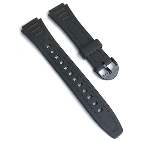Pulseira de relógio compatível com Casio W-800H borracha resina 18 mm Ref 738EA2-10268612, Preto, 18 mm, Contemporâneo