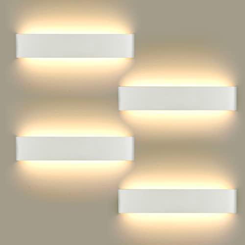 Candeeiro de parede LED 4 unidades, 16 W candeeiro de parede moderno para interior para candeeiro de casa de banho, sala de estar, quarto, escada, corredor, iluminação de parede, branco quente 3000 K