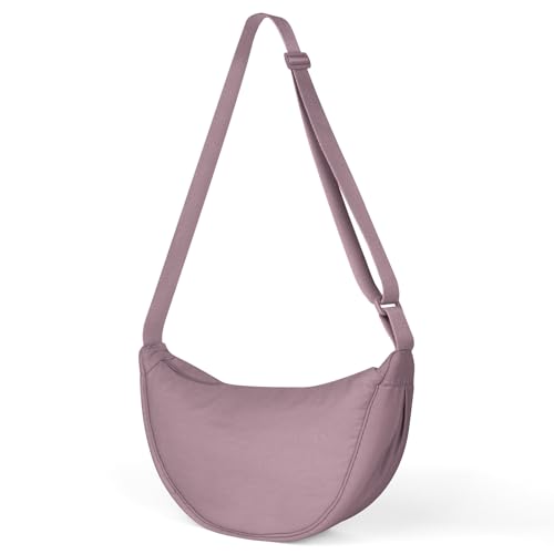 Aucuu Mala de tiracolo para mulher, meia-lua impermeável bolsa tiracolo de nylon, casual leve bolsa crossbody mulher com alça de ombro ajustável, para viagens, compras, escola, escritório