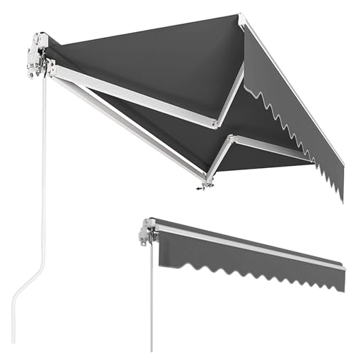 Toldo articulado manual, 250 x 200 cm, ajustável, proteção UV, resistente à chuva, para exteriores, varandas, antracite