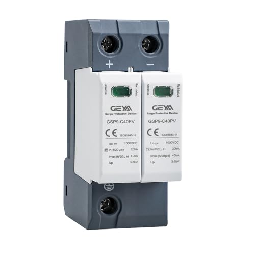 GEYA Solar PV de baixa voltagem protetor contra picos DIN Rail 20KA-40KA Descarregador de picos protetor de raios DC (2P, DC1000V)