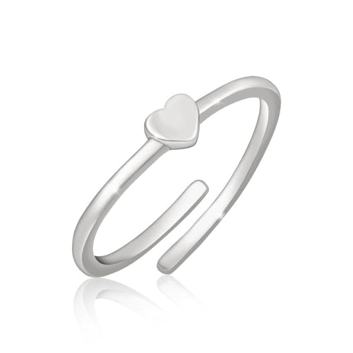 GD GOOD.designs EST. 2015 Anel coração para senhoras - anel ajustável para senhoras com pingente coração - aço inoxidável em ouro 18 K, prata ou ouro rosa