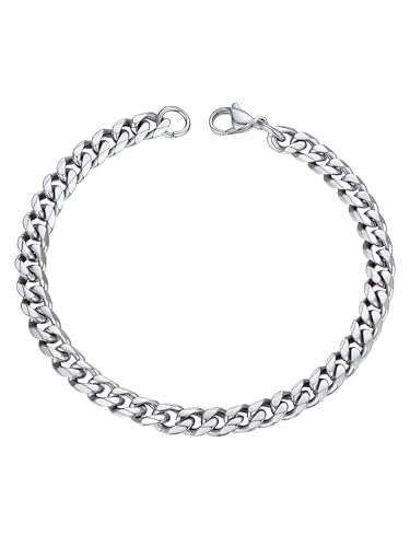 PROSTEEL Pulseira de corrente urbana de aço cirúrgico, 3,5 mm 6 mm 9 mm 12 mm de largura, 16 cm 19 cm 21 cm de comprimento, três tons opcionais (com caixa de presente)