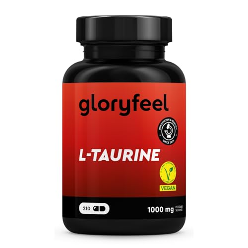 L-Taurina Pura 1000 mg - 210 cápsulas de altas doses, aminoácido para o pré-treino - suplemento desportivo para homens e mulheres - 100% vegan e testado em laboratório