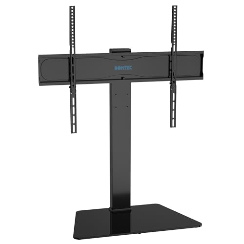 BONTEC Suporte TV para televisores de 42 a 86 polegadas, altura ajustável com base de vidro temperado, capacidade para 50 kg, máximo VESA 800 x 600 mm