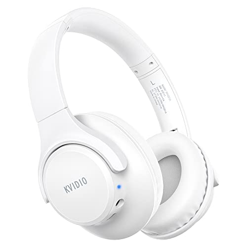 KVIDIO Auriculares sem fios Bluetooth, 65 horas de reprodução, auriculares Bluetooth, capacetes leves dobráveis com microfone, graves profundos