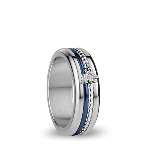 BERING Arctic Symphony Collection Rhine Anillo para mujer de acero inoxidable con acabado en plateado brillante