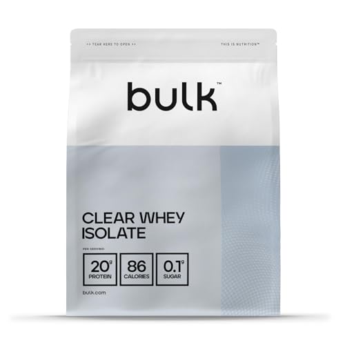 Bulk Clear Whey Isolate, 500 g, 20 doses, laranja, 20 g de proteínas, baixo teor de açúcar, proteção hidrolisada de absorção rápida, bebida refrescante, as embalagens podem variar