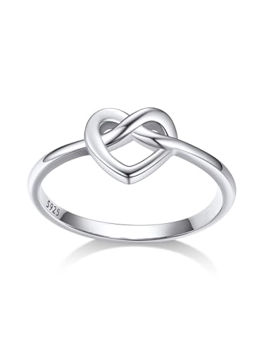Bestyle Anéis mulher prata de lei 925 anel nó celta anel irlandês claddagh anéis de noivado tamanho 6,75 - 27,5