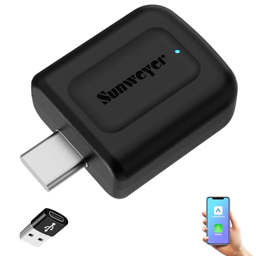 Sunweyer 2024 Pneu Wireless CarPlay & Android Auto Dongle 2 IN 1 Auto Connect Box, USB Type-C-Anschluss, unterstützt Online-Updates, adaptador sem fios Kabel zu (tipo C)